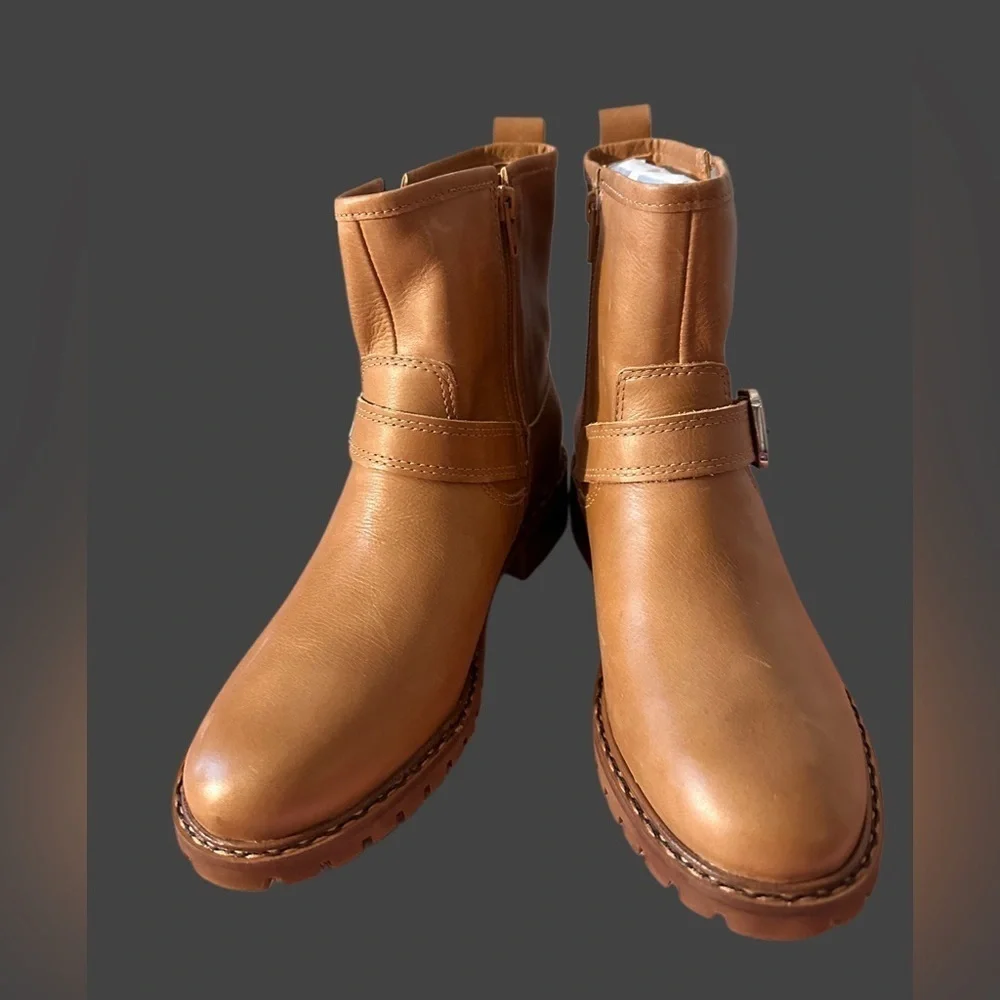 NEW Lucky Brand Women's Kenadie Ankle Riding Boot Brown Leather Size 7.5